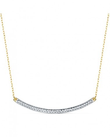 Gargantilla oro 18k bicolor barra curva circonitas 40cm
