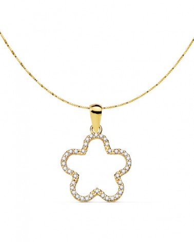Colgante oro 18k estrella circonita 16x16 mm