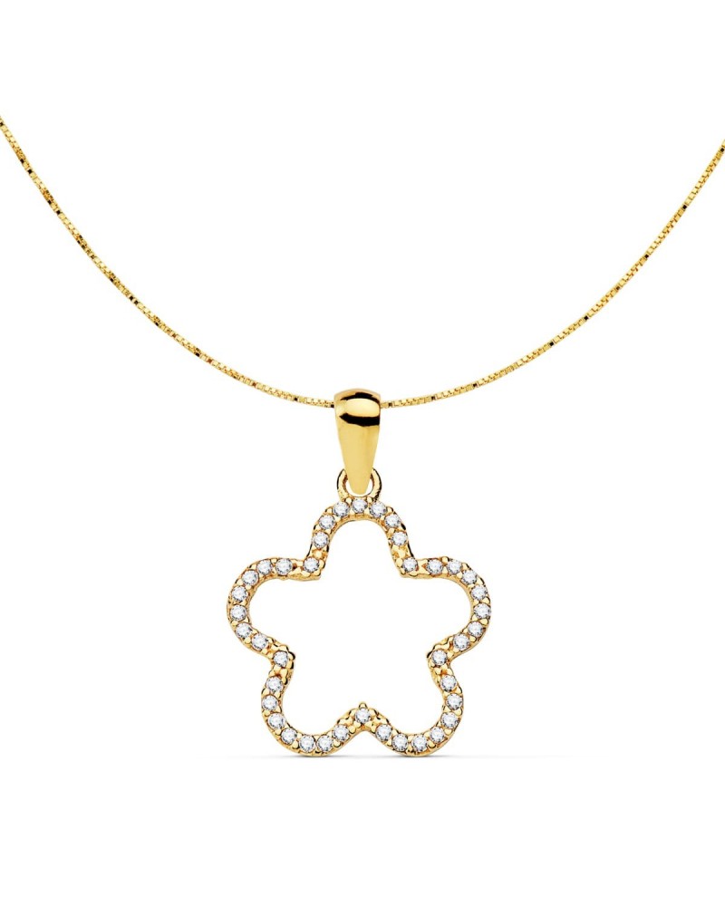 Colgante oro 18k estrella circonita 16x16 mm
