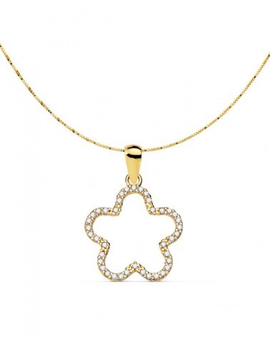 Colgante oro 18k estrella circonita 16x16 mm