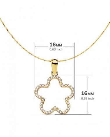 Colgante oro 18k estrella circonita 16x16 mm