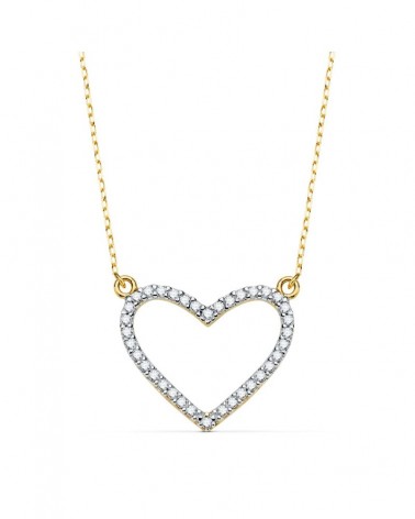 Collar oro 18k bicolor corazón circonitas 43cm