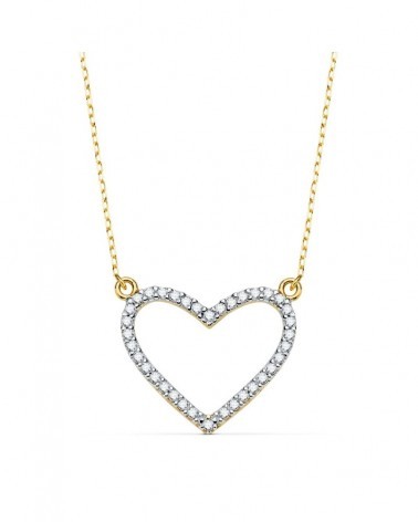 Collar oro 18k bicolor corazón circonitas 43cm