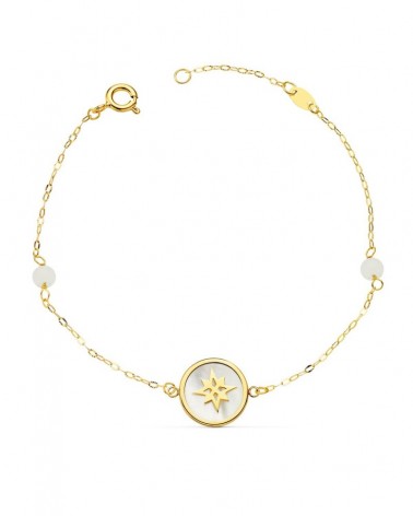 Pulsera oro 18k rosa de los vientos nácar 12mm
