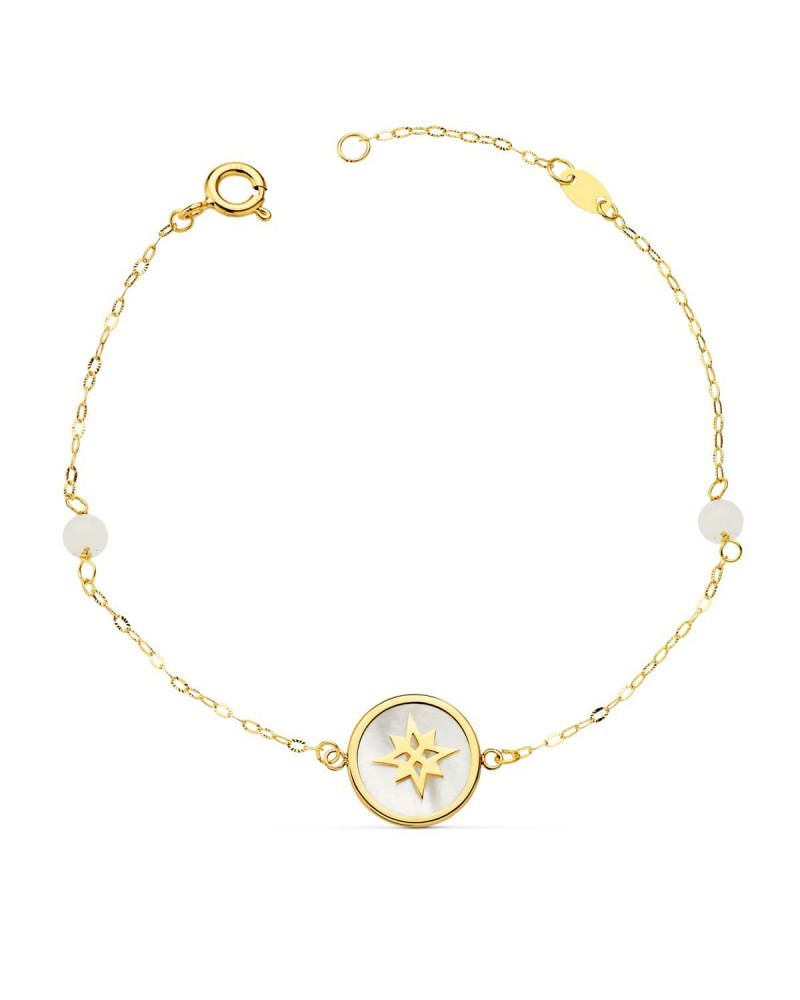 Pulsera oro 18k rosa de los vientos nácar 12mm