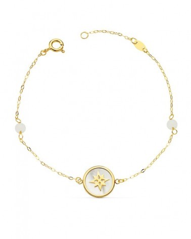 Pulsera oro 18k rosa de los vientos nácar 12mm