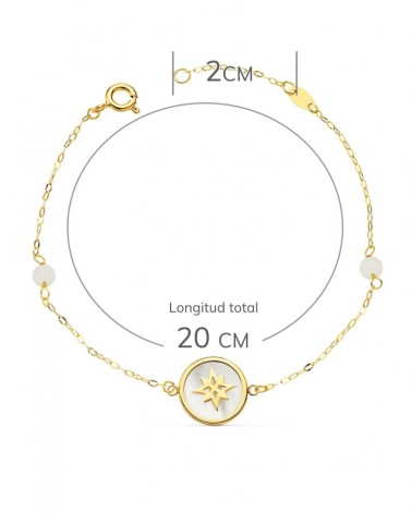 Pulsera oro 18k rosa de los vientos nácar 12mm