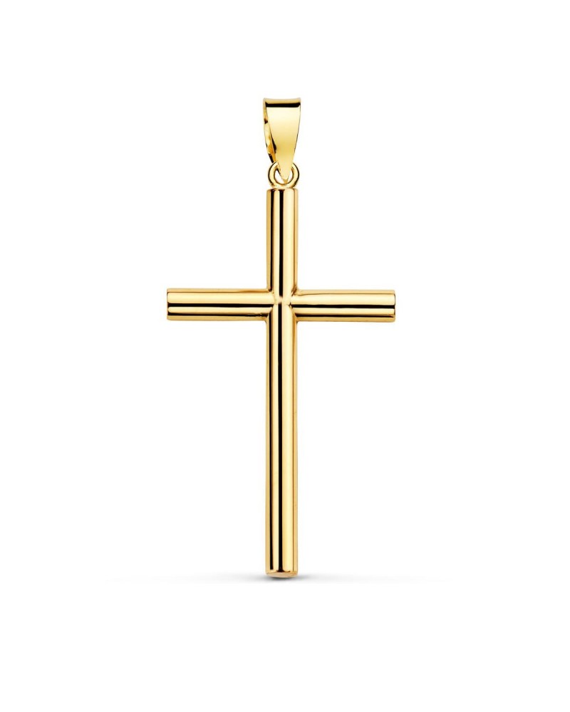 Cruz oro amarillo 18k lisa hueca 29x17 mm