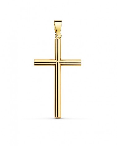 Cruz oro amarillo 18k lisa hueca 29x17 mm