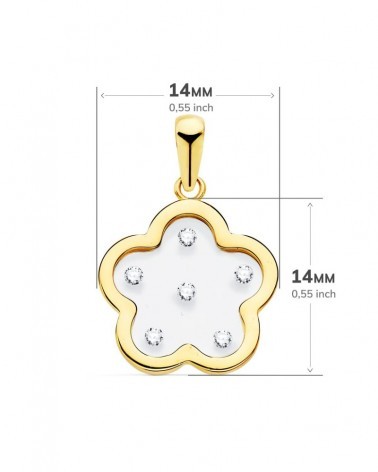 Colgante oro 18k flor circonitas 14x14mm