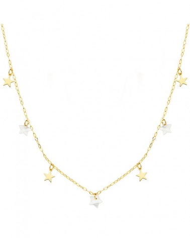 Gargantilla oro 18k estrellas nácar cadena forzada 45cm