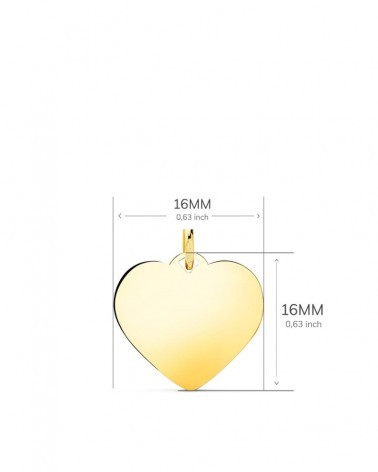 Colgante chapa corazón oro 18k amarillo 16mm
