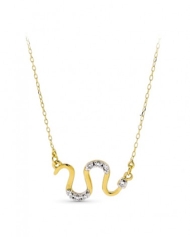 Gargantilla oro 18k serpiente circonita 45cm