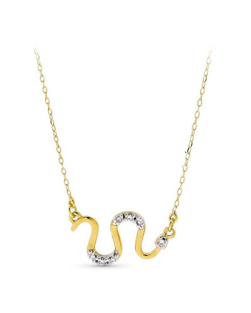 Gargantilla oro 18k serpiente circonita 45cm