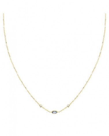Gargantilla oro amarillo 18k aguamarina 42cm