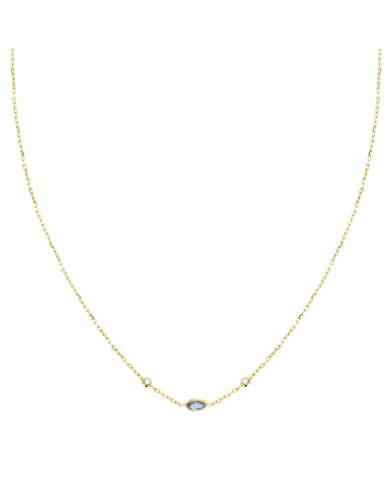 Gargantilla oro amarillo 18k aguamarina 42cm
