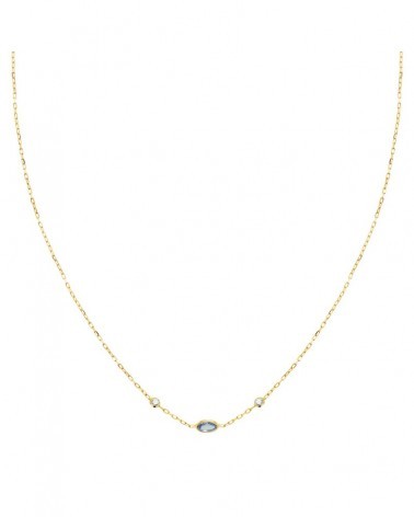 Gargantilla oro amarillo 18k aguamarina 42cm