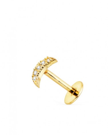 Piercing oro 18k luna circonitas 6x3 mm