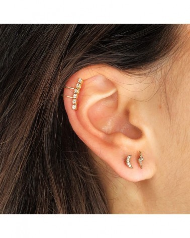 Piercing oro 18k ear cuff circonita 15mm