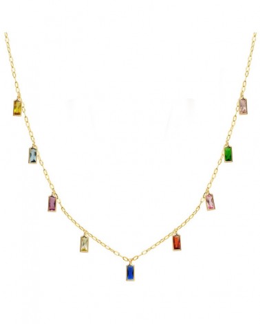 Gargantilla oro 18k circonitas colores multicolor 42cm