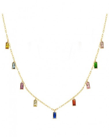 Gargantilla oro 18k circonitas colores multicolor 42cm