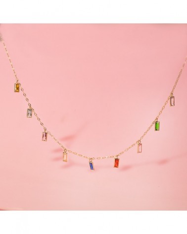 Gargantilla oro 18k circonitas colores multicolor 42cm