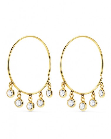 Aros oro 18k colgantes circonita 20mm