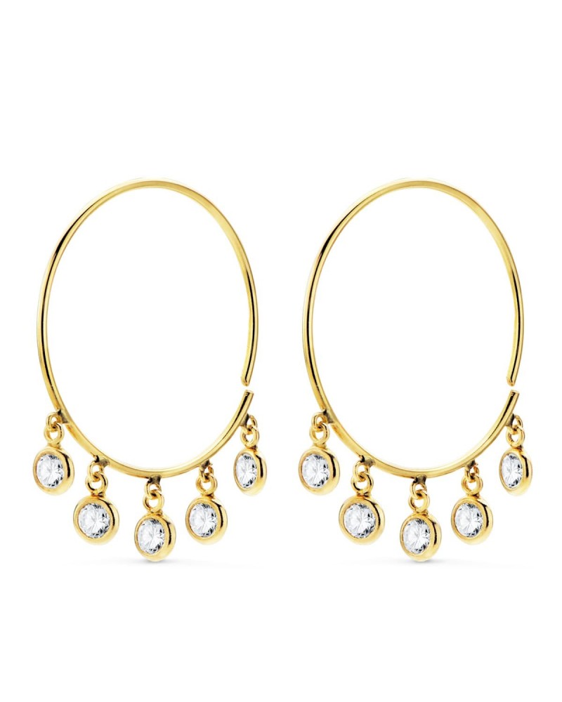 Aros oro 18k colgantes circonita 20mm
