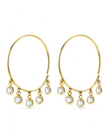 Aros oro 18k colgantes circonita 20mm