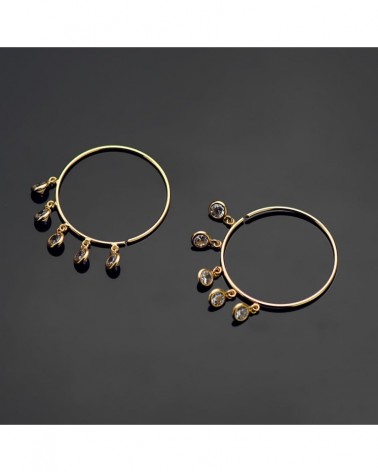 Aros oro 18k colgantes circonita 20mm