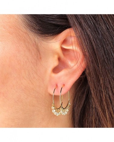 Aros oro 18k colgantes circonita 20mm
