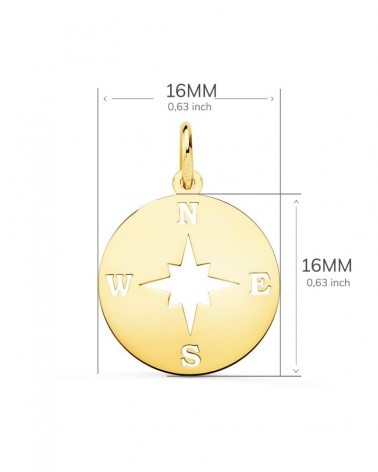 Colgante oro 18k rosa de los vientos calada 16mm