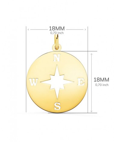 Colgante oro rosa 18k rosa de los vientos calada 18mm