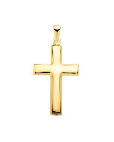 Cruz oro 18k amarillo lisa plana 25x16mm