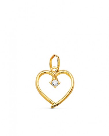 Colgante oro 18k corazón circonita