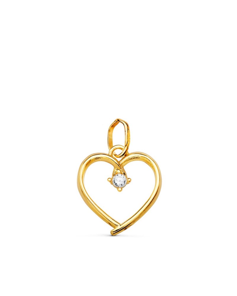 Colgante oro 18k corazón circonita