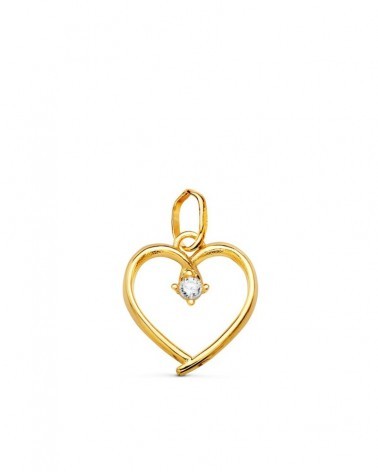 Colgante oro 18k corazón circonita