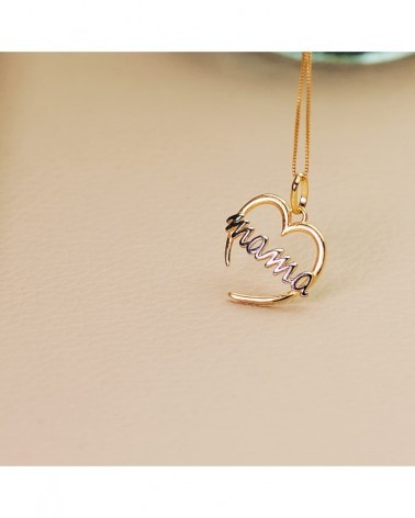 Colgante oro 18k bicolor corazón mamá 15x14mm