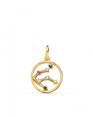 Colgante oro 18k horóscopo Acuario circonitas 12mm
