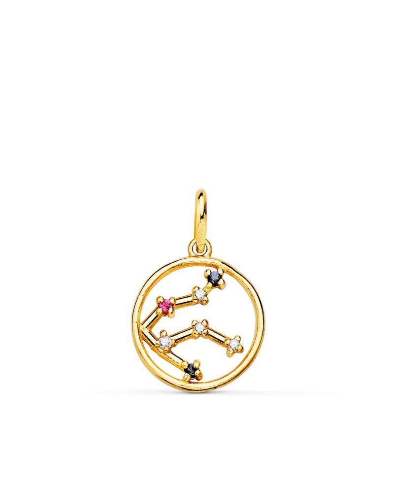 Colgante oro 18k horóscopo Acuario circonitas 12mm