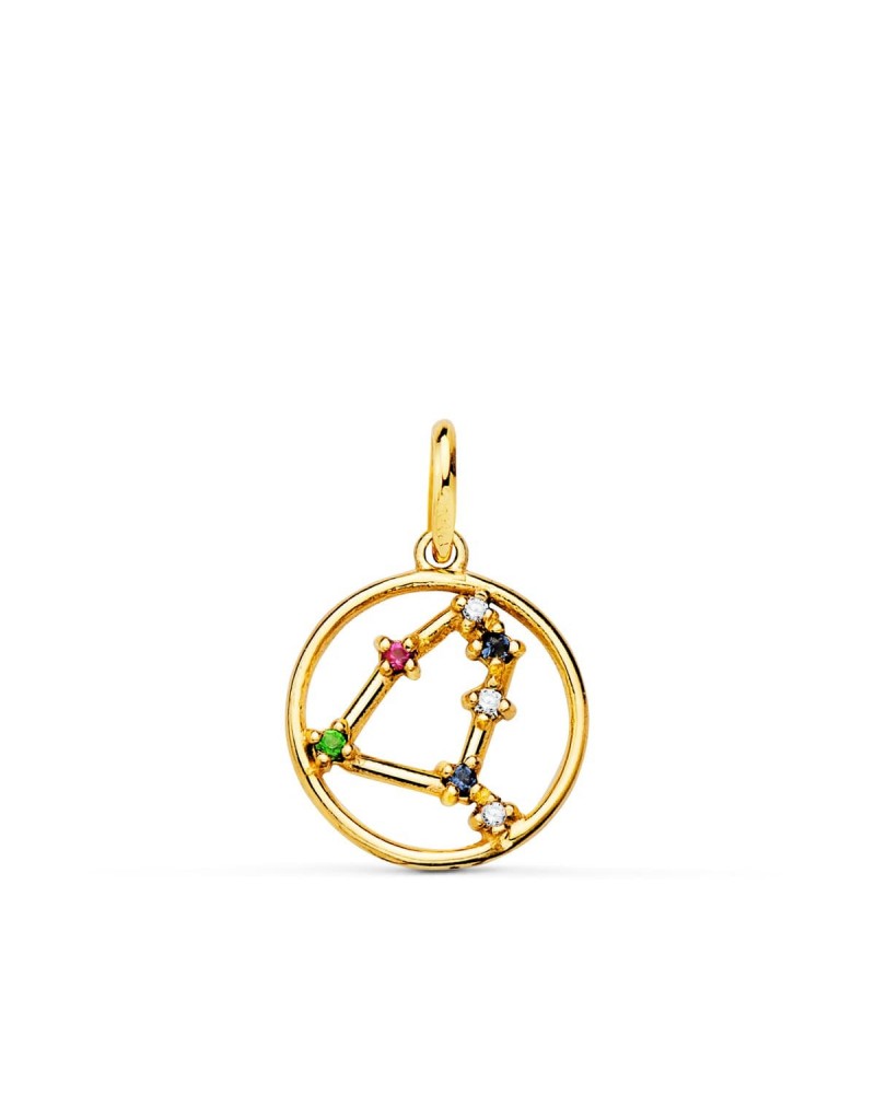 Colgante oro 18k horóscopo Capricornio circonita 12mm