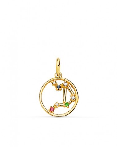 Colgante oro 18k horóscopo Libra circonitas color 12mm