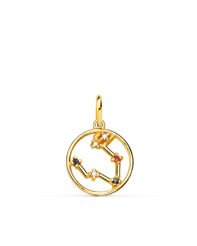 Colgante oro 18k horóscopo Piscis circonita 12mm