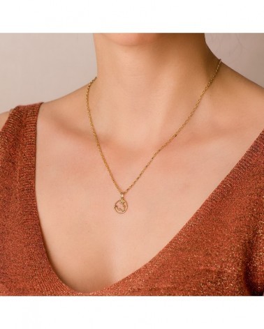 Colgante oro 18k horóscopo Piscis circonita 12mm