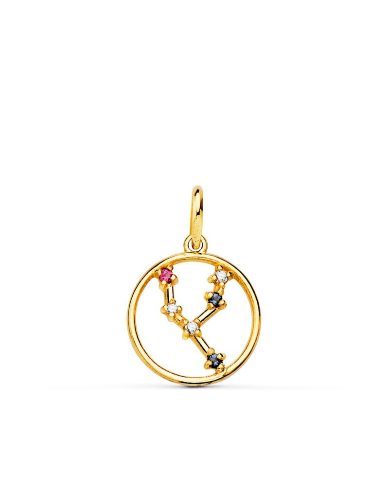 Colgante oro 18k horóscopo Tauro constelación circonita color 12mm