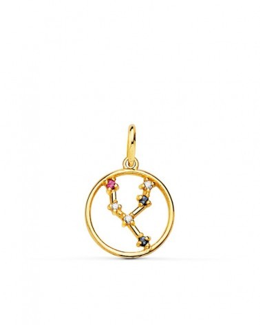 Colgante oro 18k horóscopo Tauro constelación circonita color 12mm