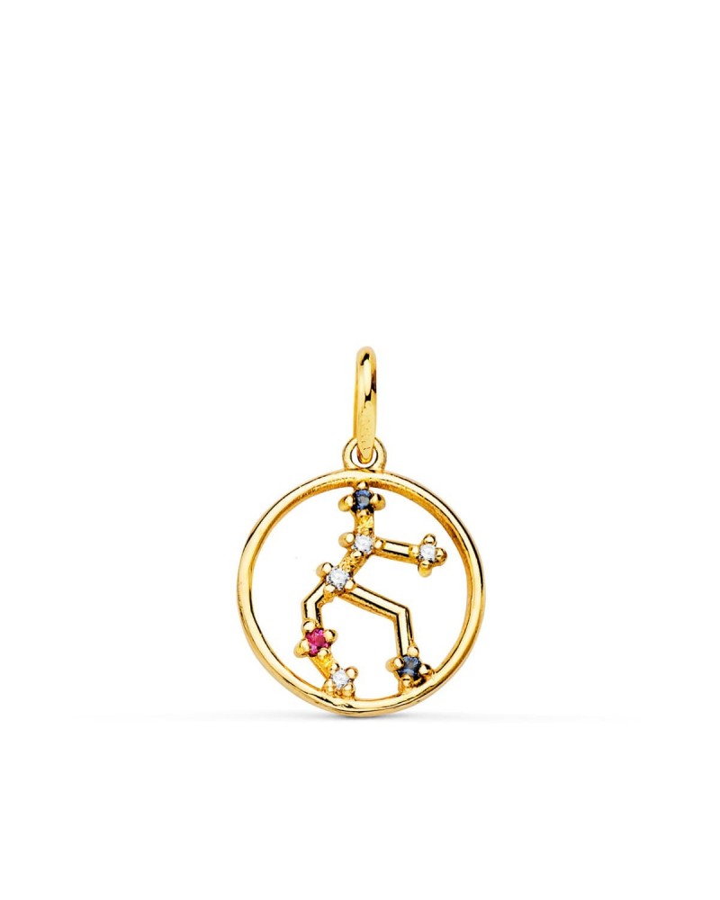 Colgante oro 18k horóscopo Virgo circonitas color 12mm