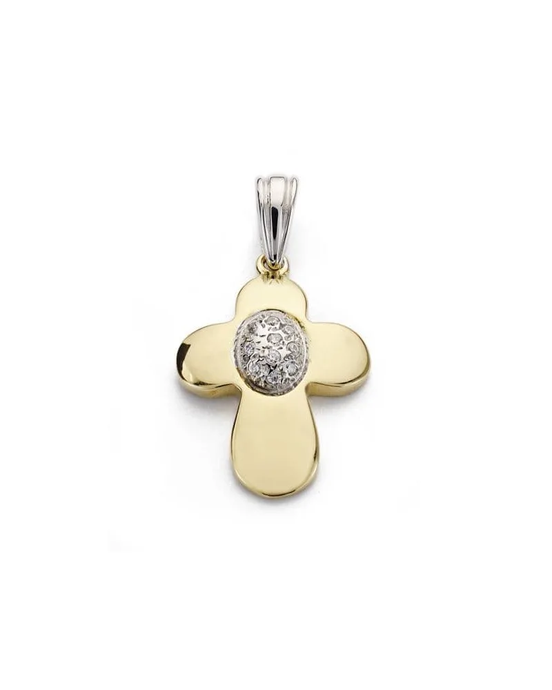 Cruz oro 18k bicolor circonita 23x17 mm