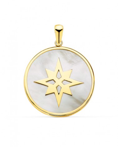 Colgante oro 18k estrella polar nácar 20mm