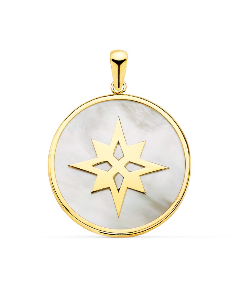 Colgante oro 18k estrella polar nácar 20mm